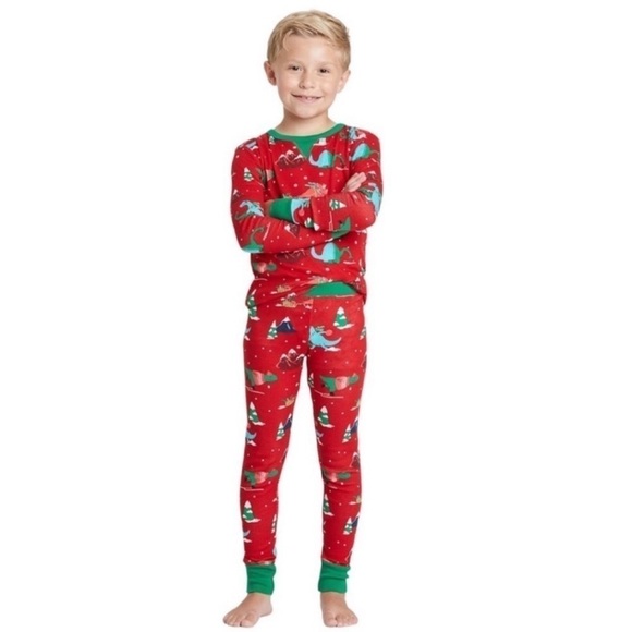 Target Wondershop Holiday Dino Print Pajama Set Toddler Size 3T - Picture 3 of 11